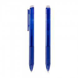 Bolígrafos borrables para empresas con tinta azul y cuerpo translúcido en varios colores